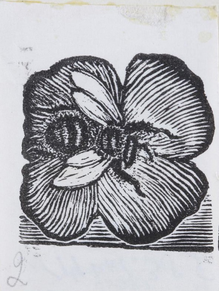 Изображена пчелка на цветке.
