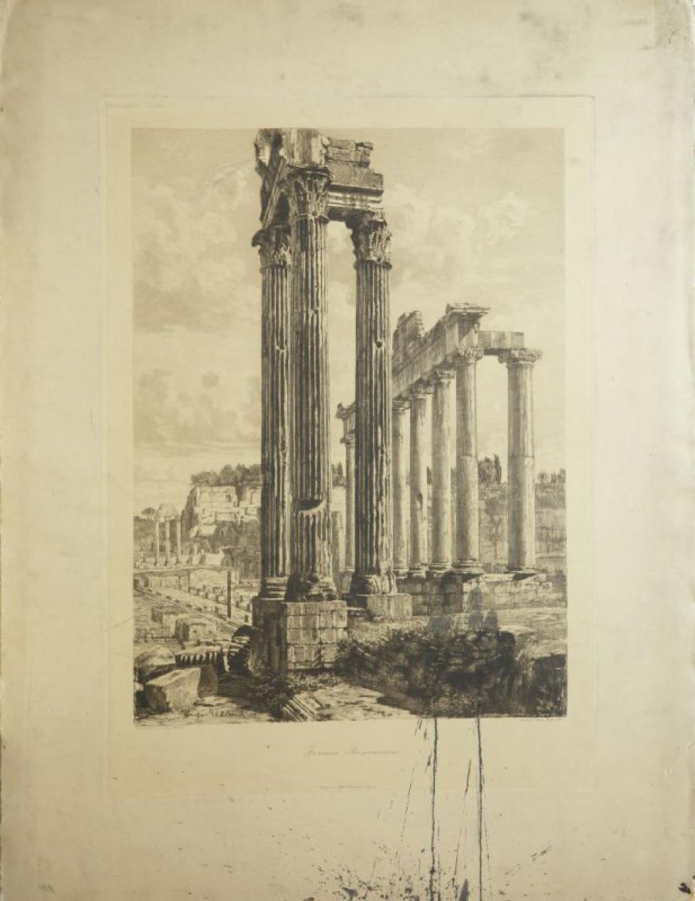 Гравюра изображает развалины римского форума. На первом плане три уцелевшие высокие колонны;  справа ряд колонн с антаблементом;  вдали также виднеются колонны и стены здания, поросшие наверху густою зеленью; везде разбросаны большие камни от построек.